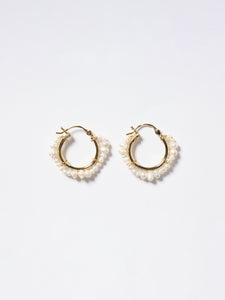 Mini pearl Hoop Earrings (ペア)