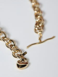 Stem Heart Leaf Charm Necklace