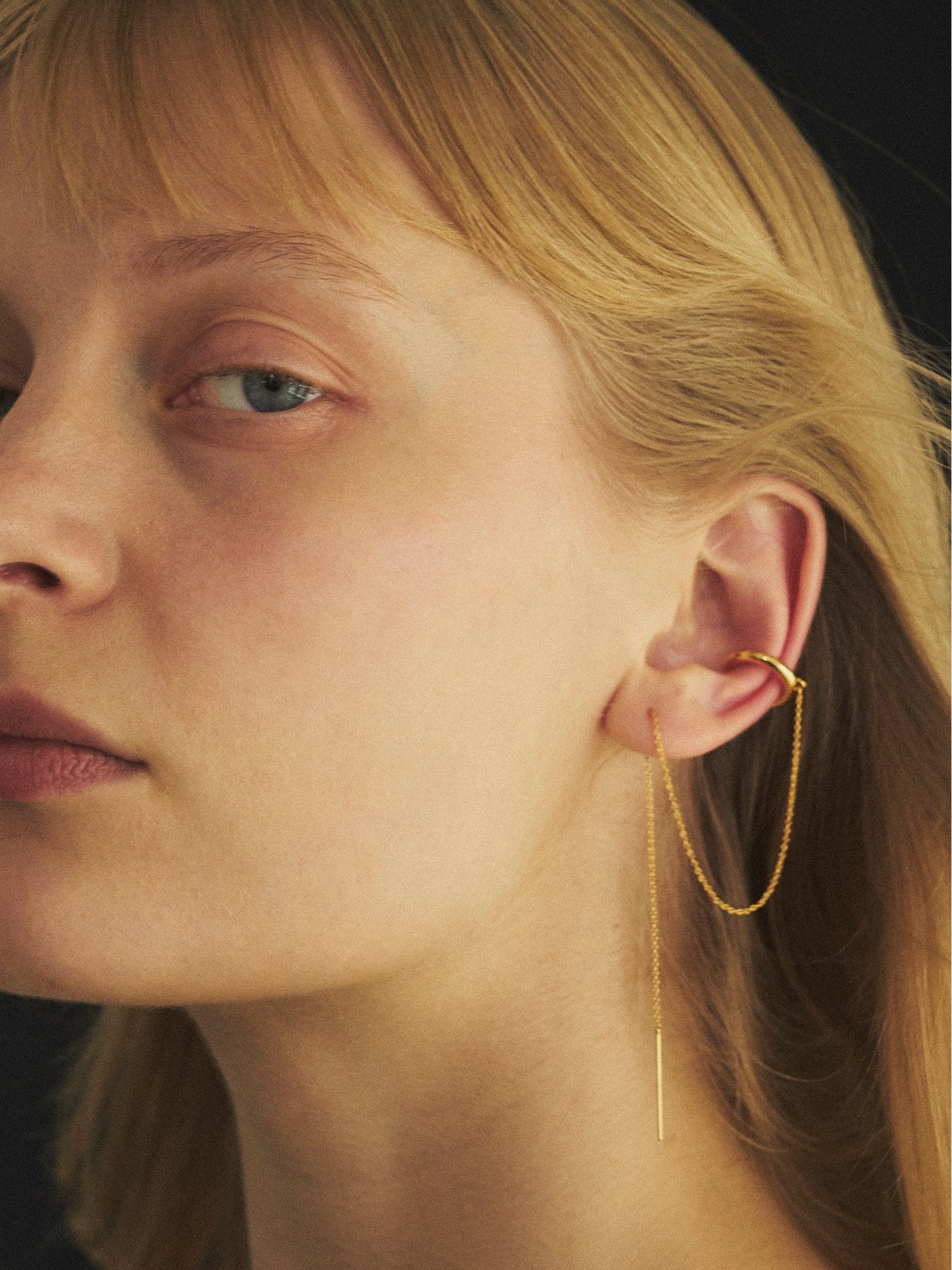 Ear Cuff With Chain Earring