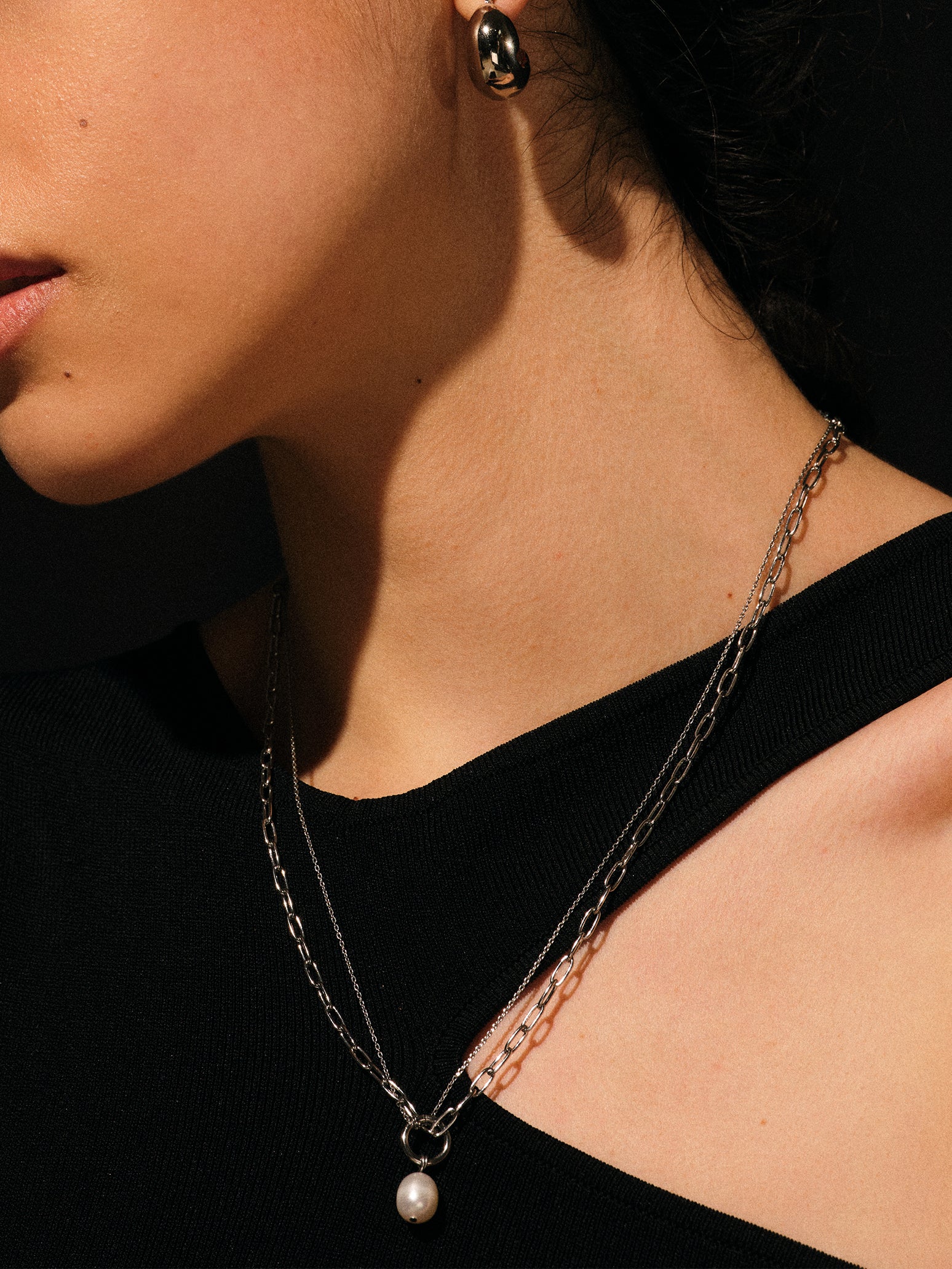 Allergy-Free】Pearl double chain necklace ( 2022 HOLIDAY LIMITED